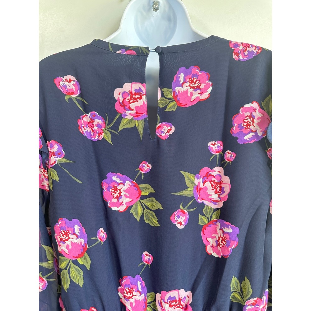 Maison Jules Navy Floral Dress Flowy Smocked Romantic Boho Chic Travel Large NWT - Picture 12 of 16